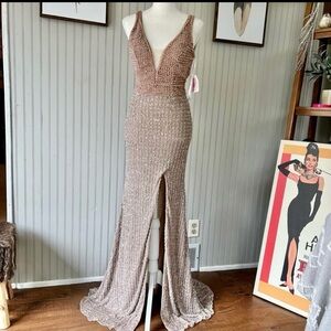 Blush colored beaded gown size 0